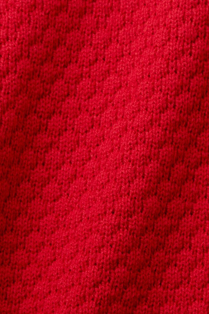 Kohopintainen neulepusero puuvillasekoitetta, DARK RED, detail image number 5