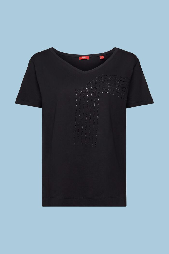 Tekojalokivillä somistettu t-paita jerseytä, BLACK, detail image number 6
