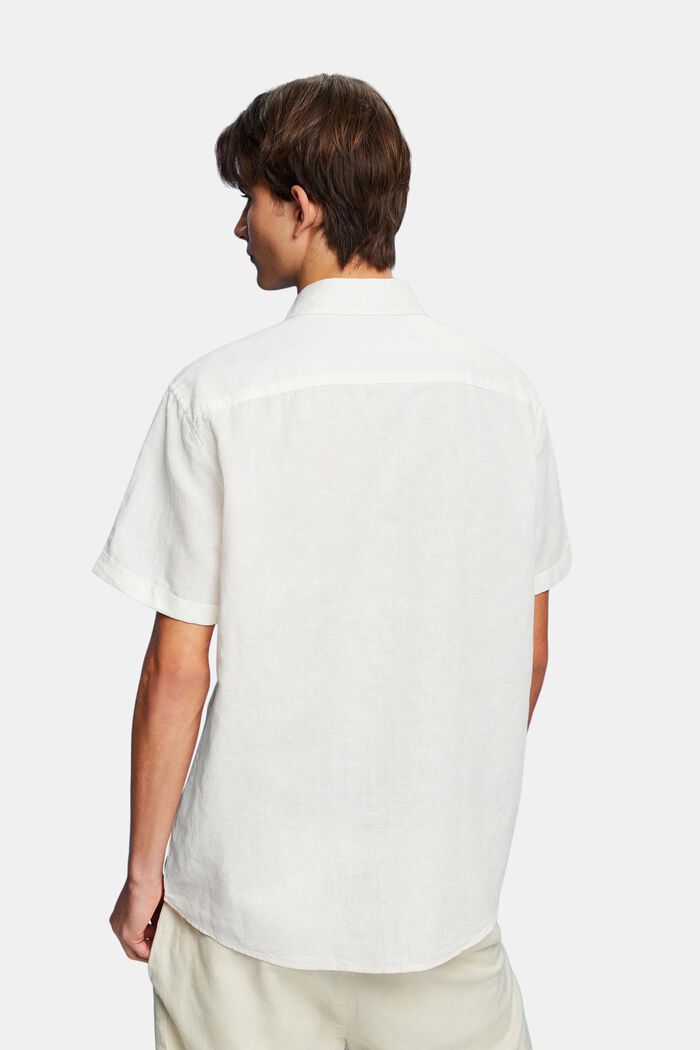 Lyhythihainen paita pellavaa ja puuvillaa, OFF WHITE, detail image number 3