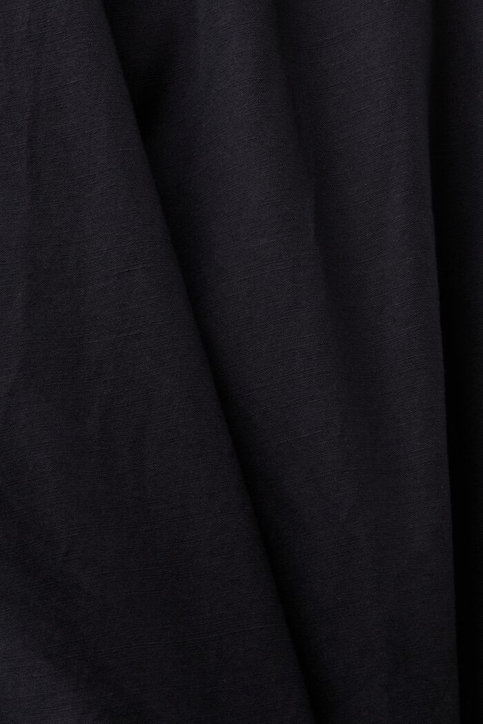 Vajaapituiset culotte-housut puuvilla-pellavaa, BLACK, detail image number 6