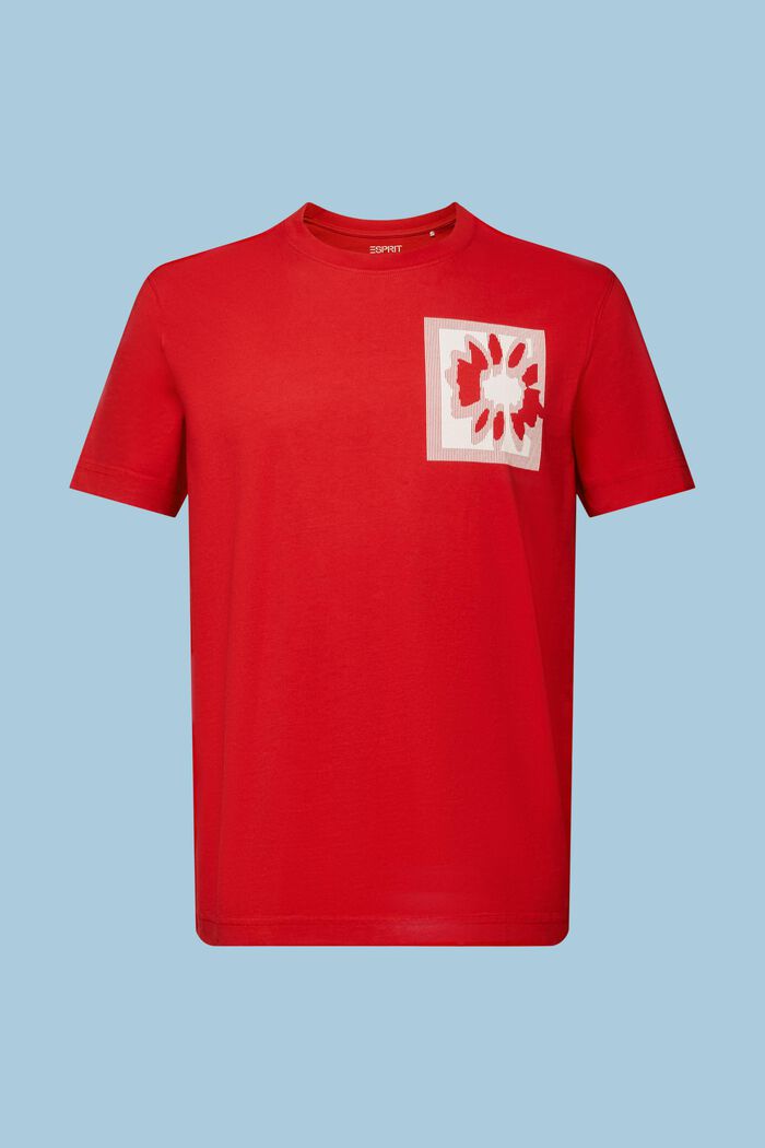 Kukkakuvioitu logollinen t-paita, DARK RED, detail image number 6