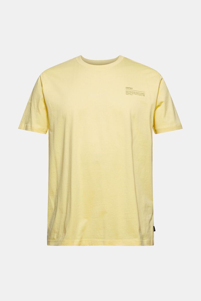 Printtikuvioitu jersey-t-paita, 100 % luomupuuvillaa, LIGHT YELLOW, overview