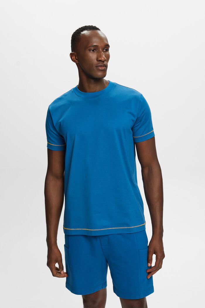 Jersey-t-paita 100 % puuvillaa, pyöreä pääntie, DARK BLUE, detail image number 0