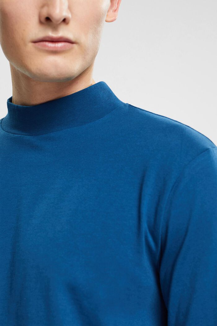 Pystykauluksellinen, pitkähihainen pusero, PETROL BLUE, detail image number 0