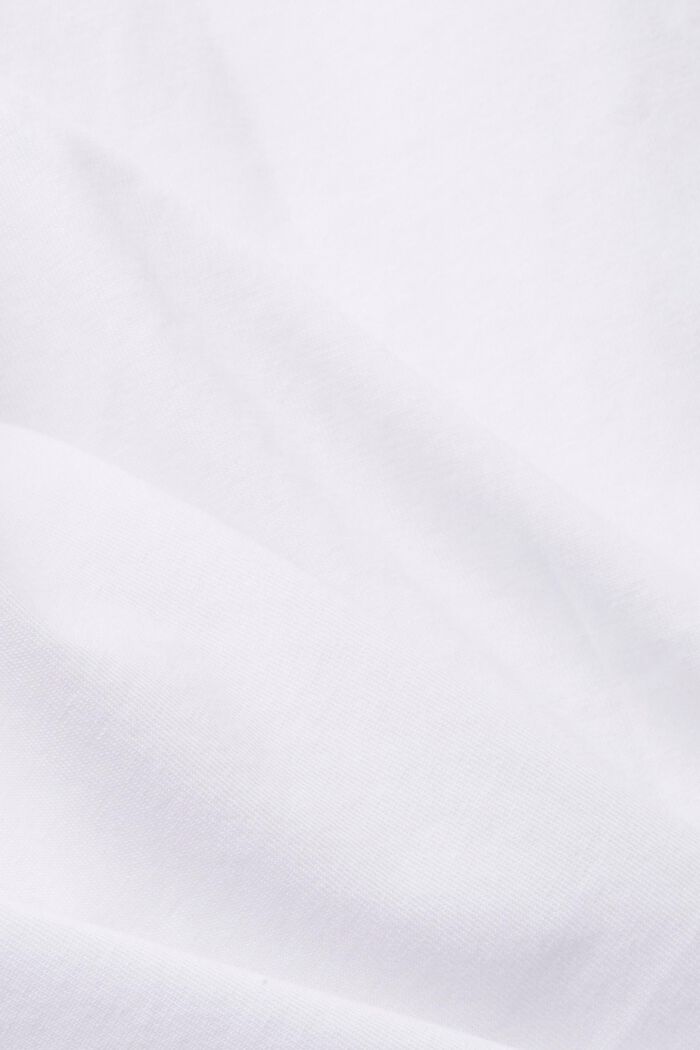 Hihaton puuvillainen t-paita v-pääntiellä, WHITE, detail image number 5