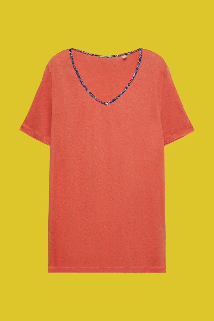 CURVY t-paita kukkatereellä, TENCEL™, ORANGE RED, detail image number 0