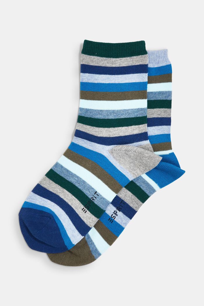 2 paria raidallisia sukkia, luomupuuvillasekoitetta