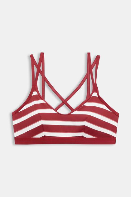 Topatut bikinit, joissa raidat ja ristikkäiset olkaimet, DARK RED, overview