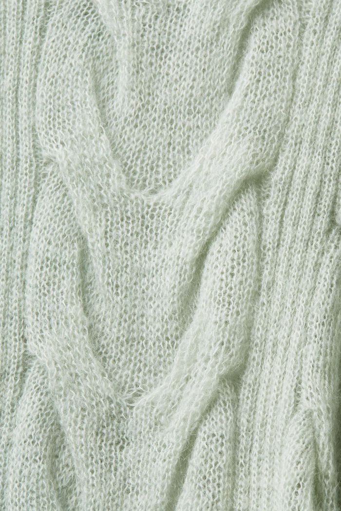 Palmikkoneulepoolopaita, LIGHT AQUA GREEN, detail image number 6