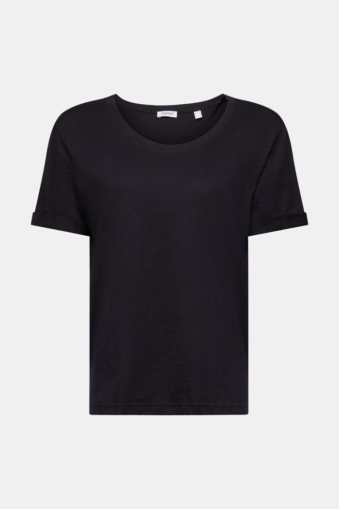 Pyöreäpäänteinen slub-T-paita, BLACK, detail image number 6