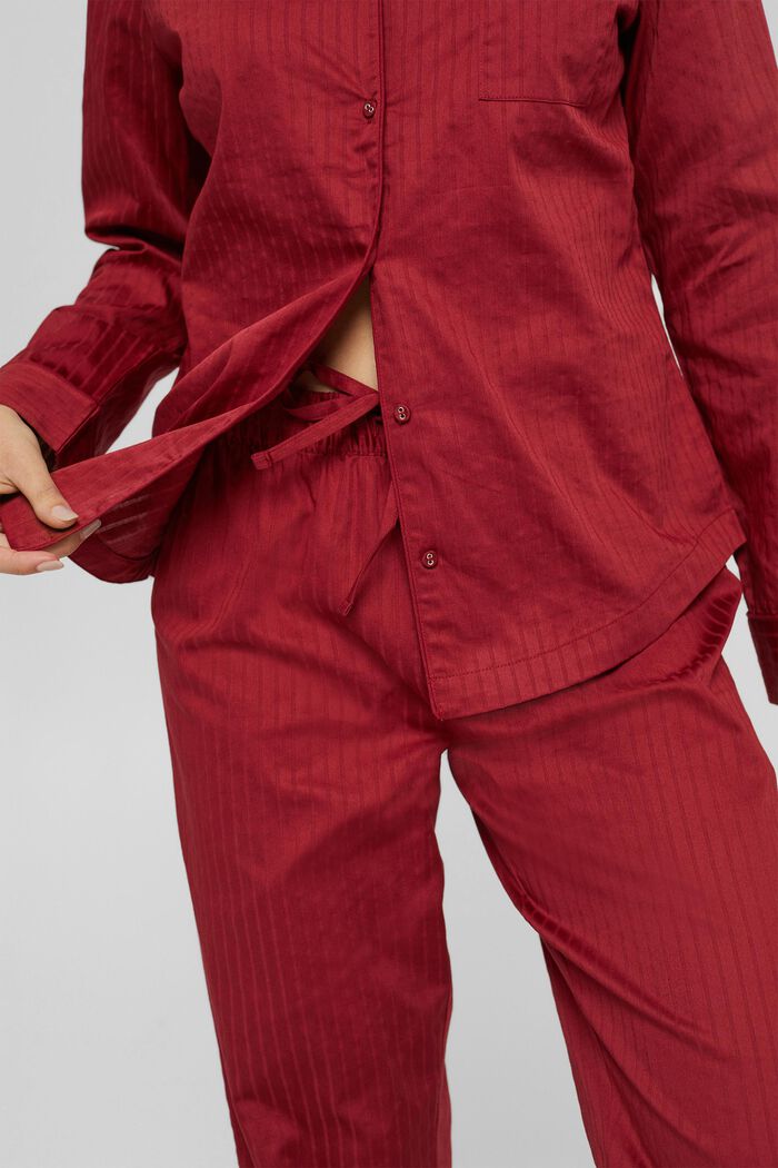 Pitkä pyjama 100 % puuvillaa, CHERRY RED, detail image number 4