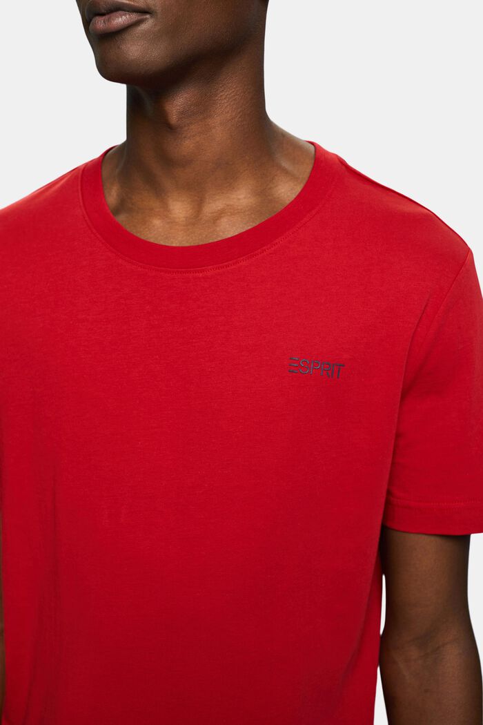 Logollinen t-paita puuvillajerseytä, DARK RED, detail image number 3