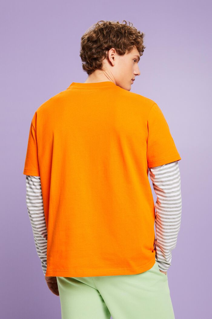 Logollinen unisex-t-paita puuvillajerseytä, CORAL ORANGE, detail image number 3