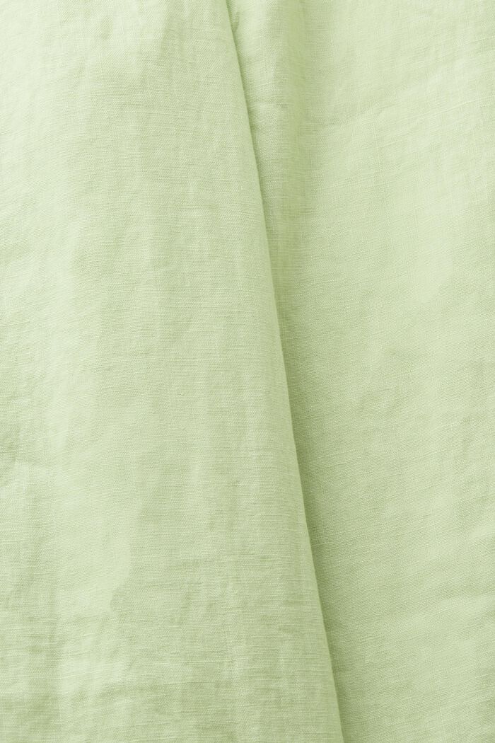 Leveälahkeiset pellavahousut vyöllä, LIGHT GREEN, detail image number 5