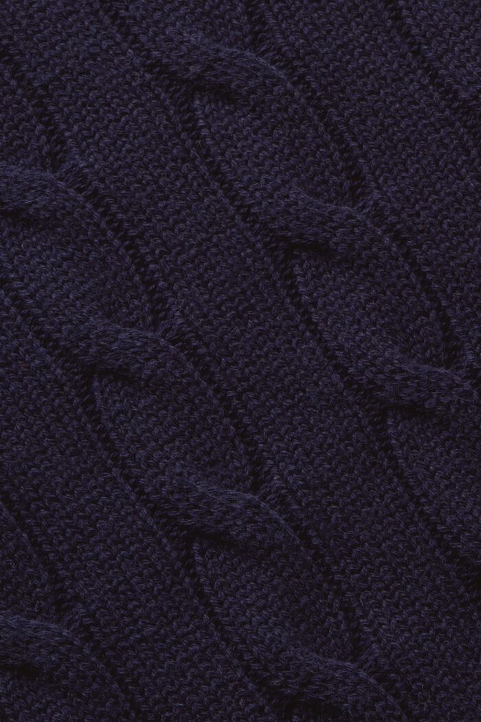 Palmikkoneulepusero V-pääntiellä, NAVY, detail image number 4