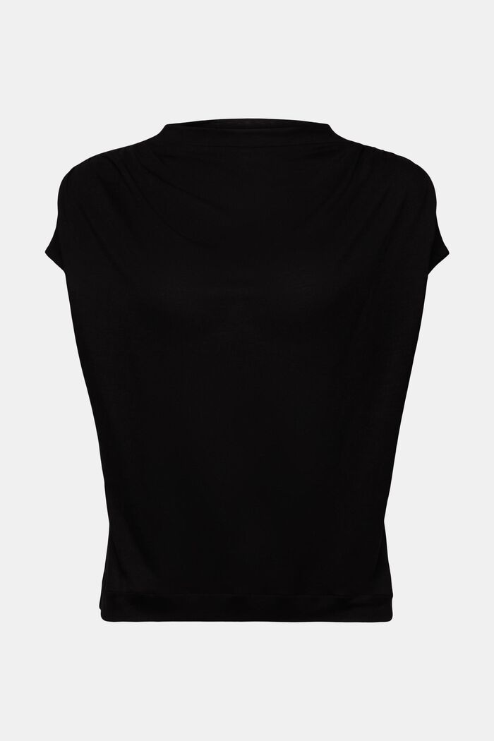 Jersey-T-paita, jossa korkea kaulus, BLACK, detail image number 6