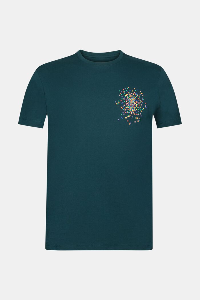T-paita, jonka rinnan kohdalla painatus, DARK TEAL GREEN, detail image number 6