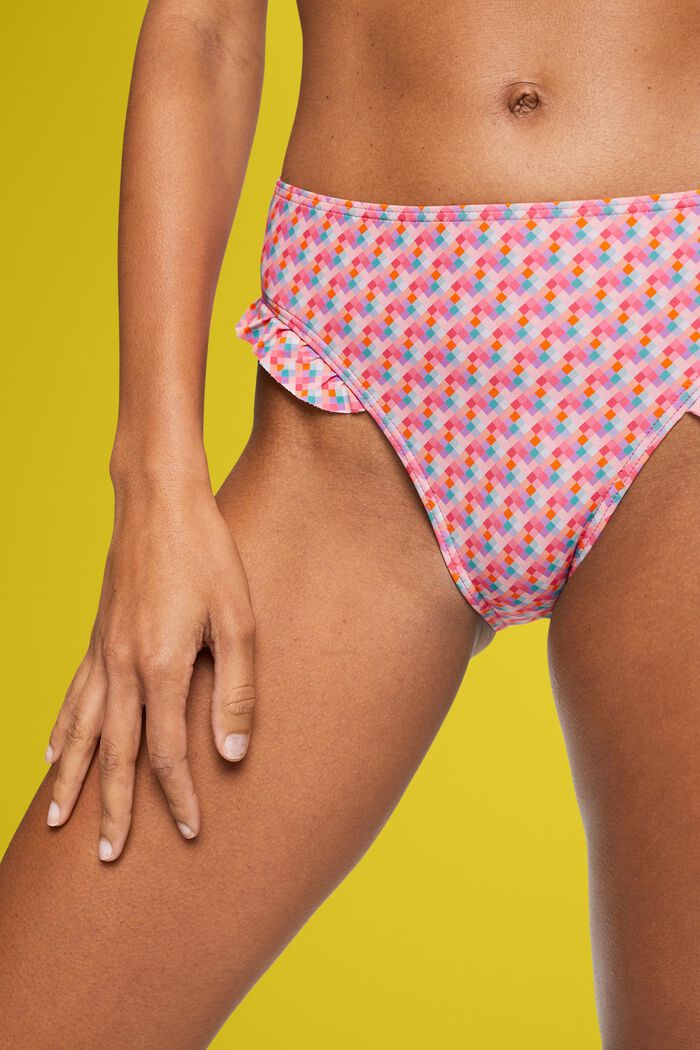 Moniväriset bikinihousut, joissa röyhelösomisteet, PINK FUCHSIA, detail image number 1