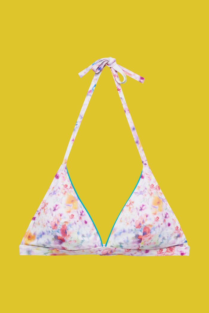 Kukkakuvioiset topatut halterneck-bikinit, TEAL BLUE, detail image number 4