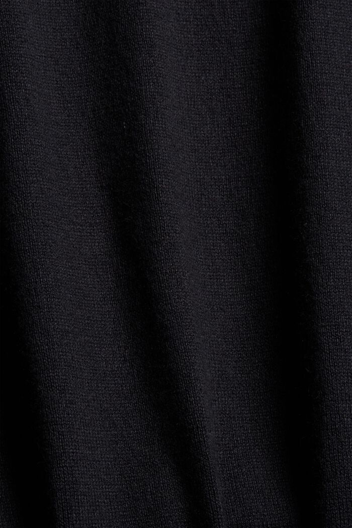 Sisältää kašmiria: neulepusero, jossa kiristysnauhakaulus, BLACK, detail image number 4