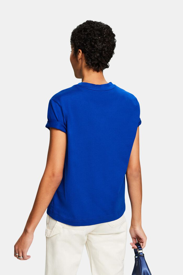 Pima-puuvillasta valmistettu T-paita, jossa pyöreä pääntie, BRIGHT BLUE, detail image number 2