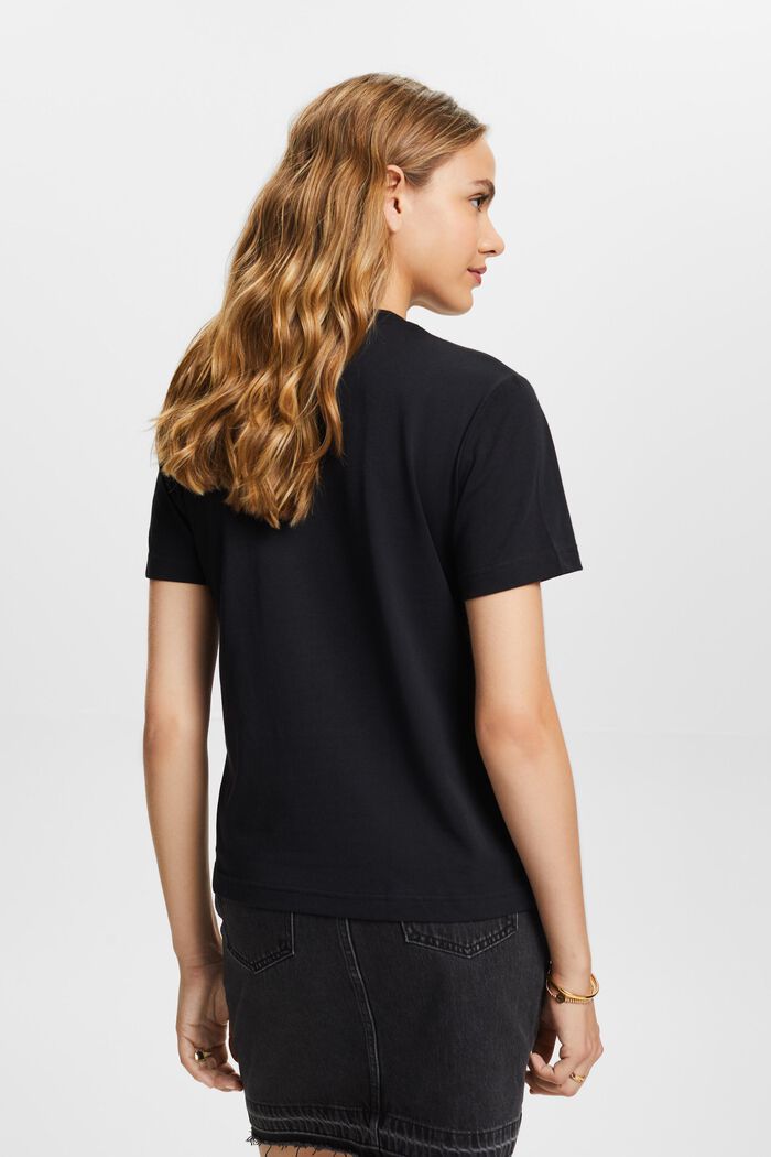 T-paita 100 % puuvillaa, pyöreä pääntie, BLACK, detail image number 3