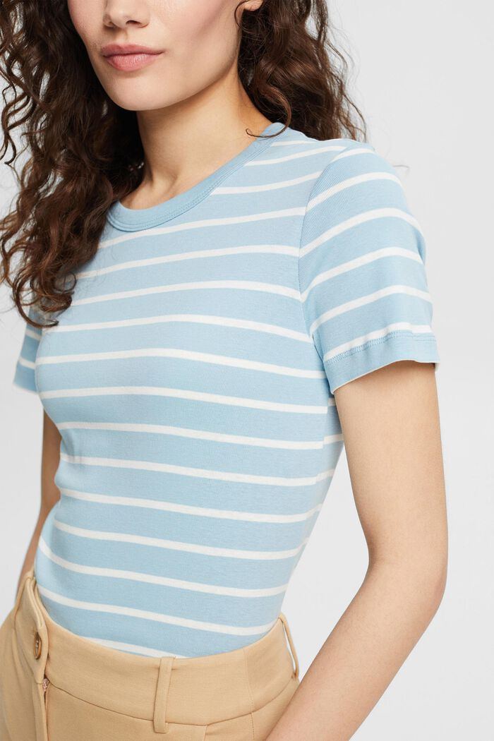 Raidallinen T-paita 100 % luomupuuvillaa, GREY BLUE, detail image number 2
