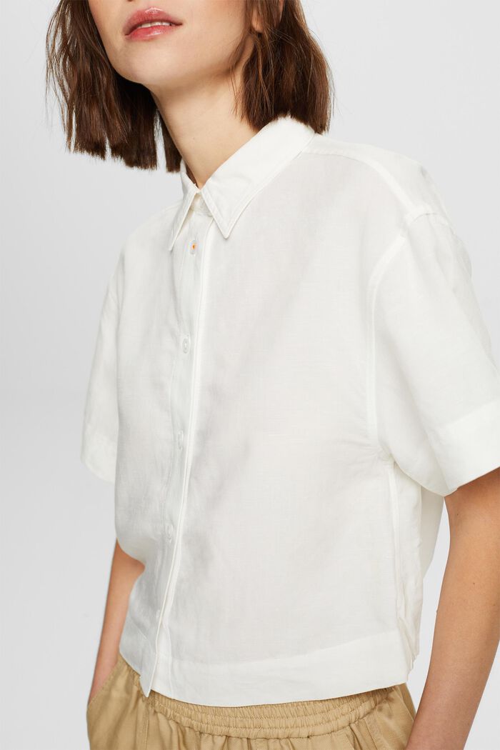 Vajaapituinen paitapusero pellavasekoitetta, WHITE, detail image number 2