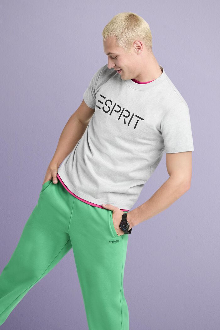 Logollinen unisex-t-paita puuvillajerseytä, LIGHT GREY, detail image number 1