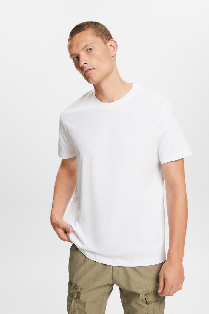 T-paita pyöreällä pääntiellä pima-puuvillaa, WHITE, detail image number 0