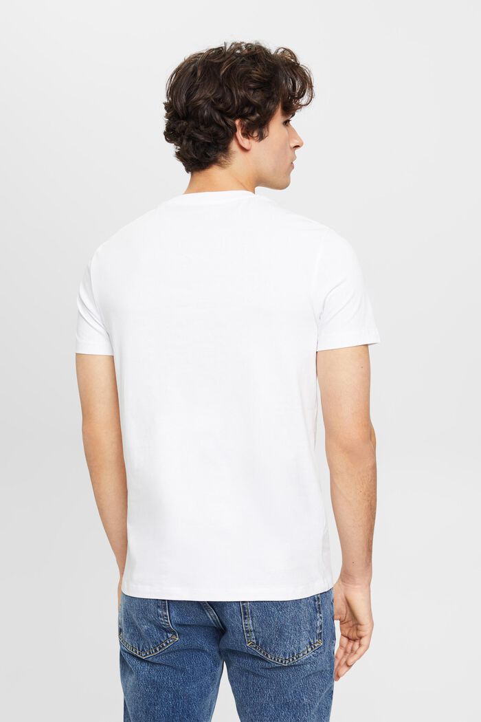 Puuvillainen slim fit -t-paita, pieni printti, WHITE, detail image number 3