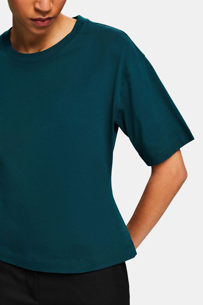 Pyöreäpäänteinen tyköistuva T-paita, DARK TEAL GREEN, detail image number 2