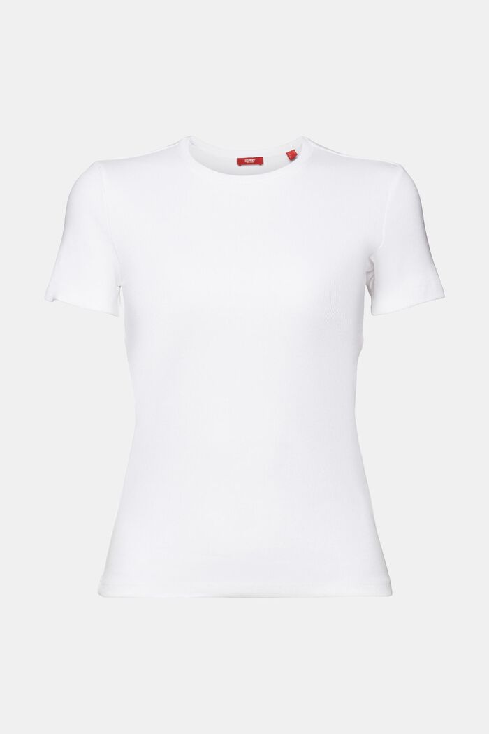 T-paita pyöreällä pääntiellä puuvillajerseytä, WHITE, detail image number 8