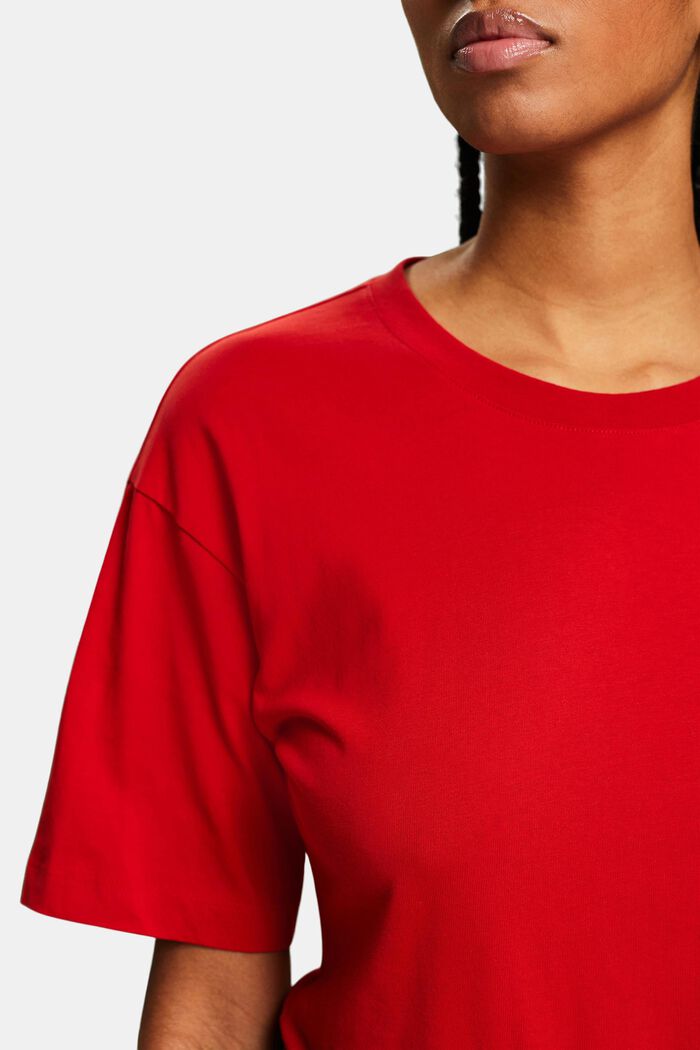 Pyöreäpäänteinen tyköistuva T-paita, DARK RED, detail image number 3