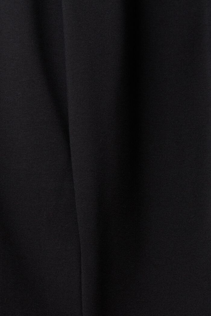 Korkeavyötäröiset jerseyhousut tekonahkatereillä, BLACK, detail image number 6