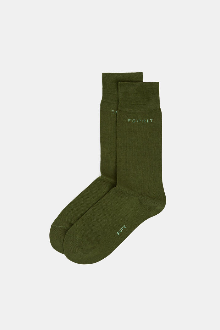 Luomupuuvillasta valmistetut sukat, 2 parin pakkaus, OLIVE, detail image number 0