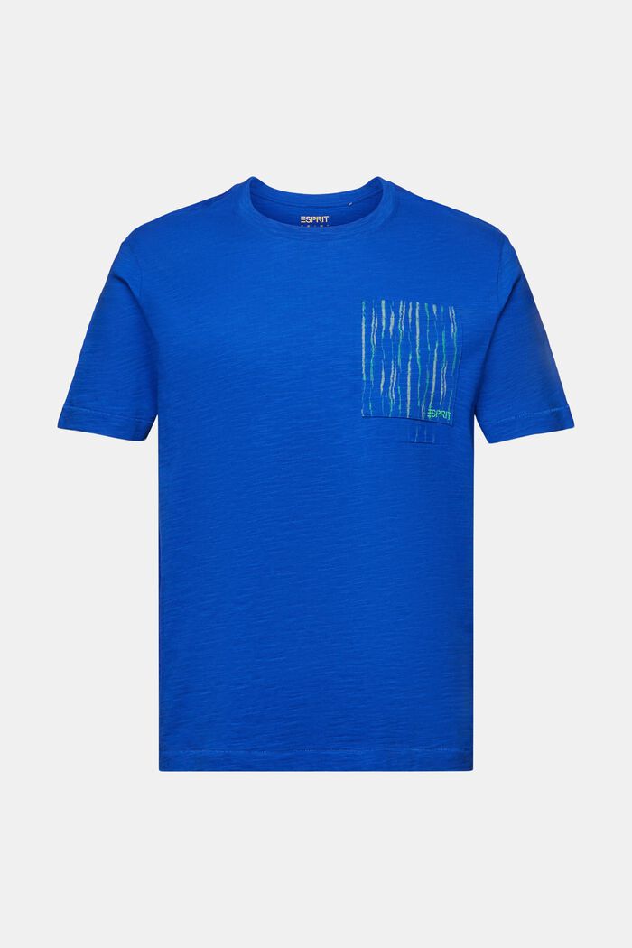 T-paita slub-puuvillaa, taskussa logomerkki, BRIGHT BLUE, detail image number 5
