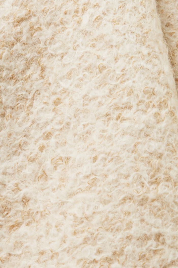Hupullinen villasekoitetakki kiharaisella pinnalla, SAND, detail image number 6