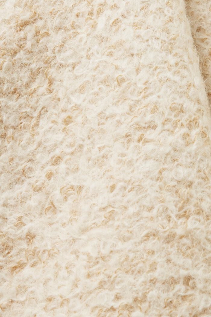 Hupullinen villasekoitetakki kiharaisella pinnalla, SAND, detail image number 6