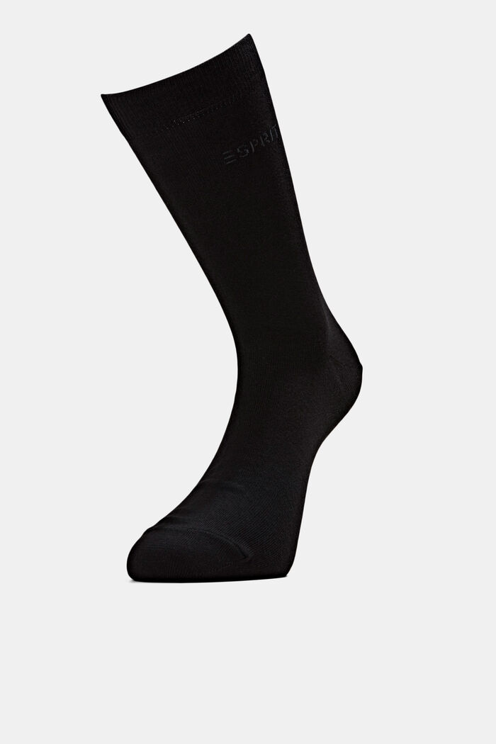 2 paria luomupuuvillasta valmistettuja sukkia, joissa neulottu logo, BLACK, detail image number 0