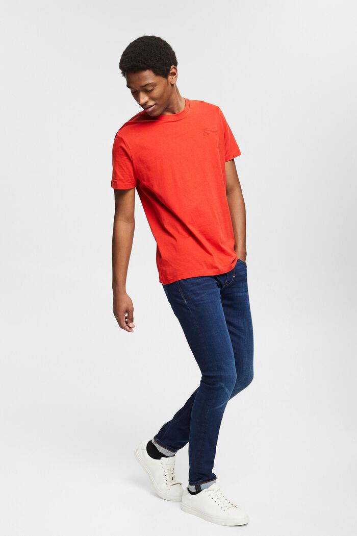 Printtikuvioitu jersey-t-paita, 100 % luomupuuvillaa, RED ORANGE, detail image number 5