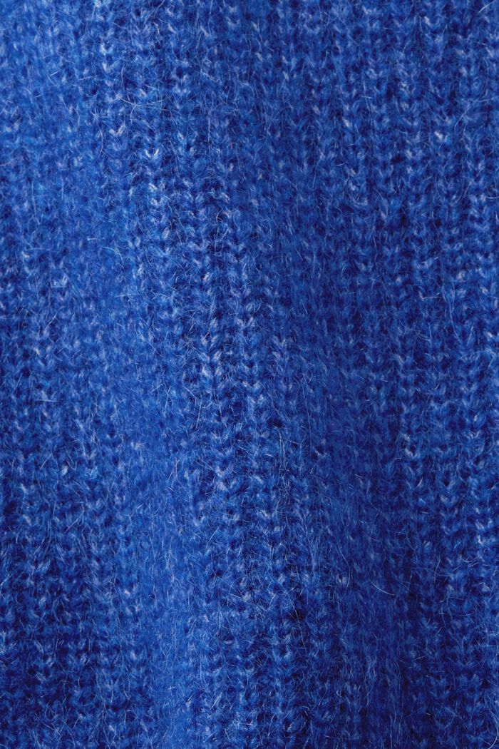 Sivuilta avonainen poolokaulusponcho, BRIGHT BLUE, detail image number 5
