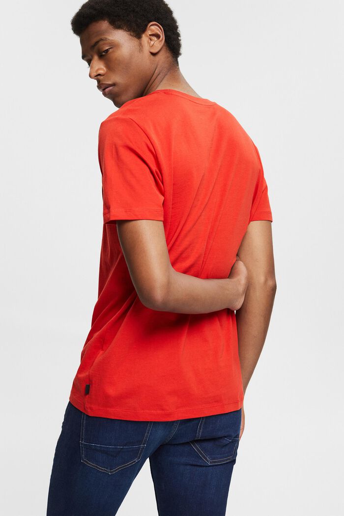 Printtikuvioitu jersey-t-paita, 100 % luomupuuvillaa, RED ORANGE, detail image number 3