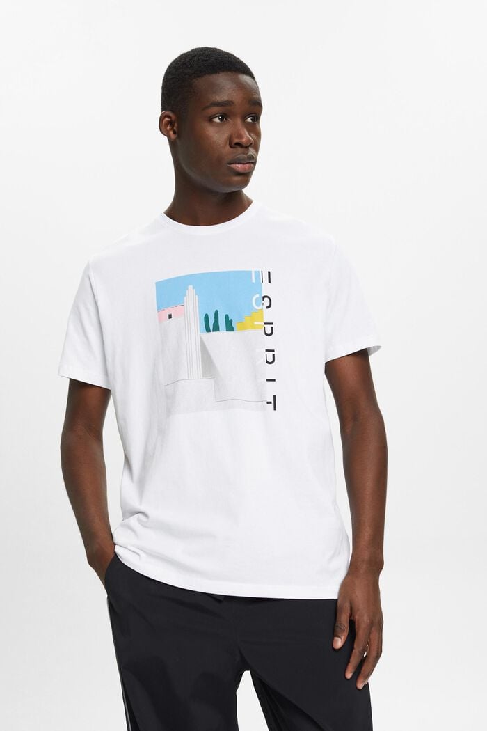 Puuvillainen t-paita, jossa printti edessä, WHITE, detail image number 0