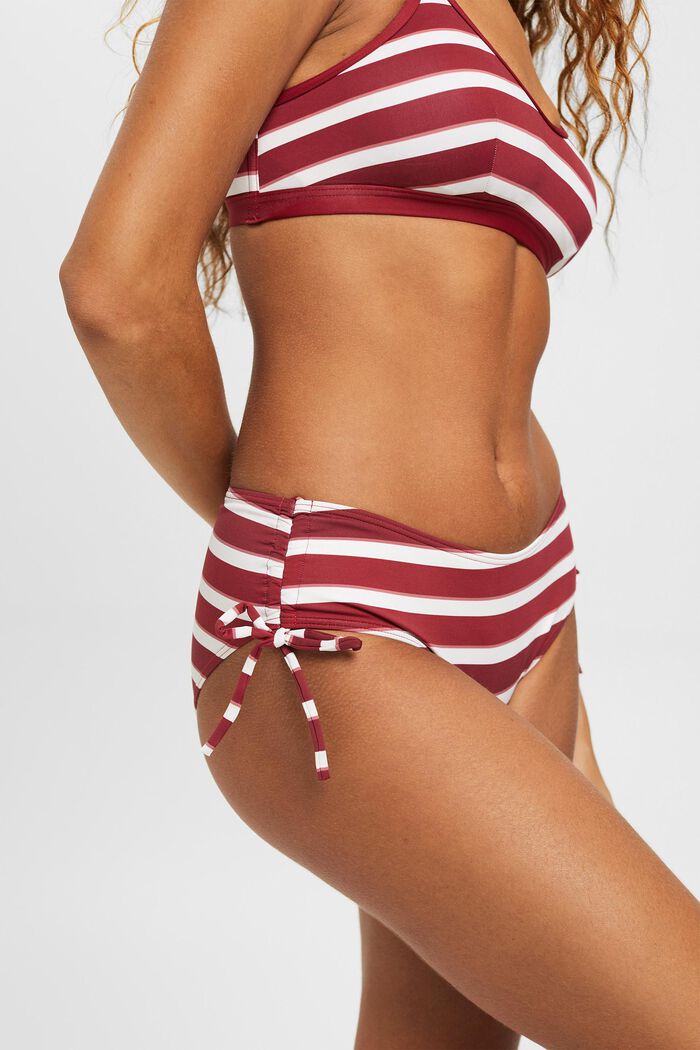 Raidalliset bikinihousut, joissa on keskikorkea vyötärö, DARK RED, detail image number 1