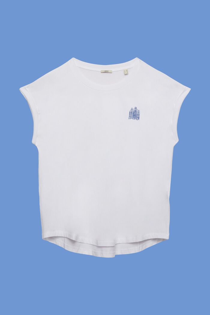 CURVY-T-paita 100 % puuvillaa, pienenpieni painatus, WHITE, detail image number 6