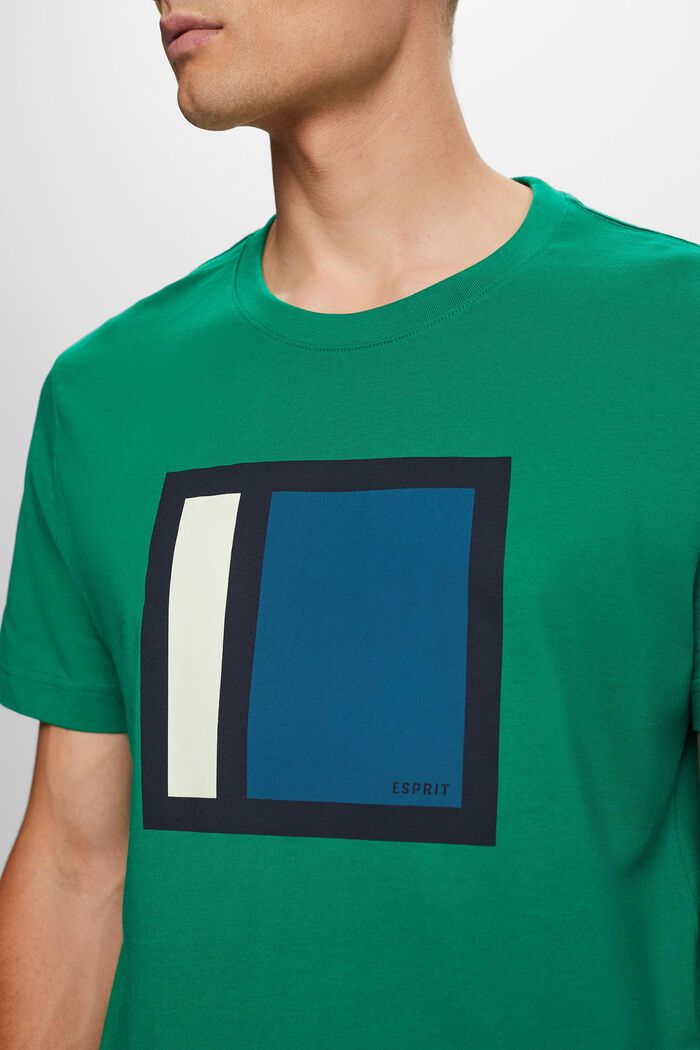 Graafinen t-paita puuvillajerseytä, DARK GREEN, detail image number 2