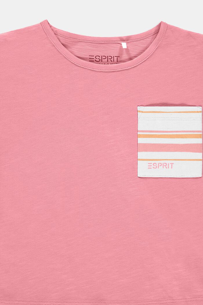 Rintataskullinen T-paita 100 % puuvillaa, PINK, detail image number 2
