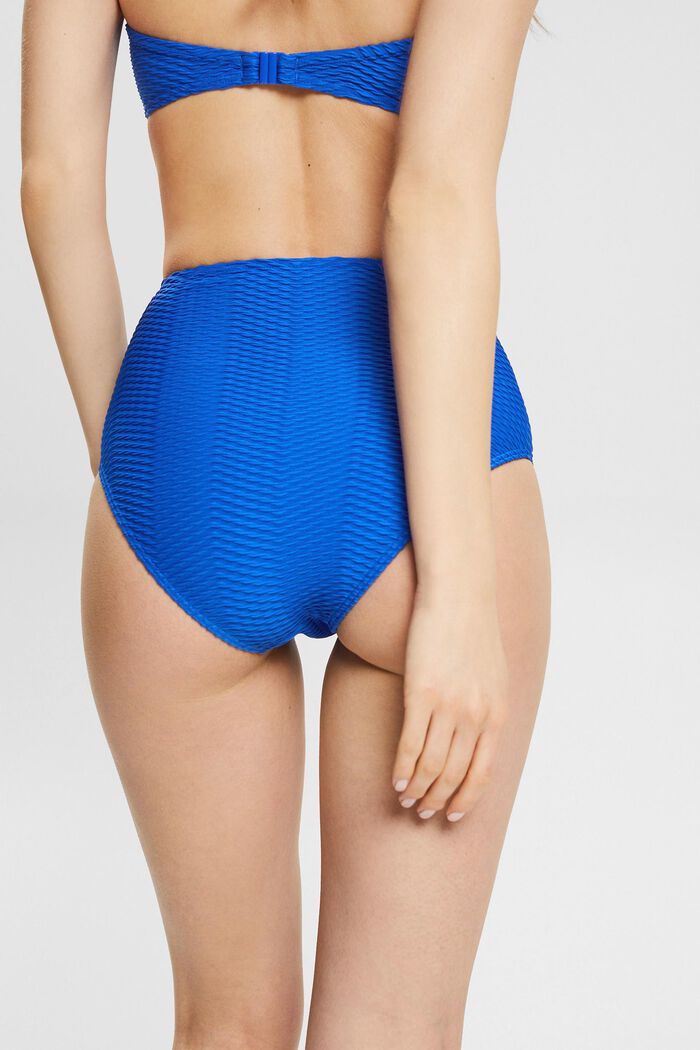 Korkeavyötäröiset bikinihousut, joissa kohoraidat , BRIGHT BLUE, detail image number 3