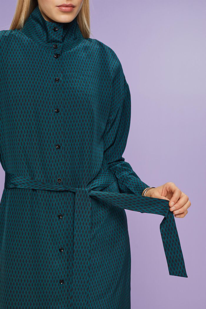 Silkkinen paitamekko, EMERALD GREEN, detail image number 3
